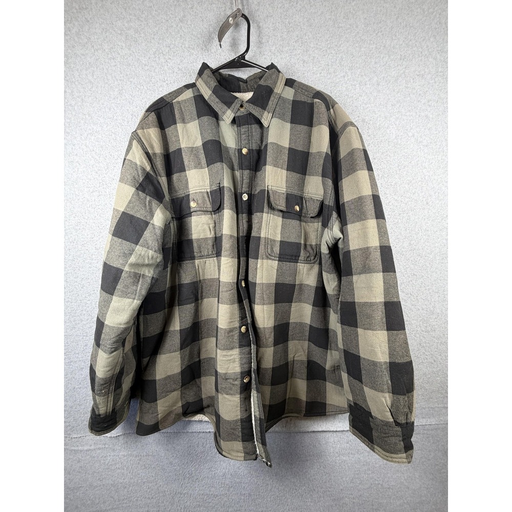 Red‎ Head Plaid Shirt Jacket Mens XL Black Tan Sherpa Lined Quilted Flannel Warm